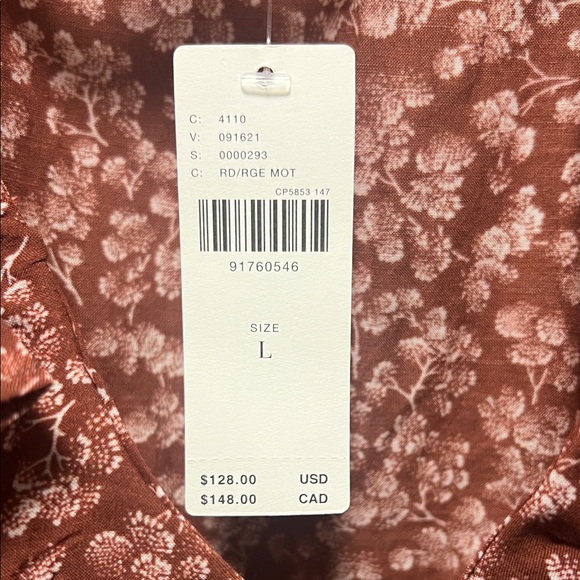 Anthropology Floral Ruffle Women's Top - Reddish Maroon - Picture 2 of 5